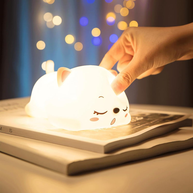 AoMige Baby Night Light Lamp, 7 Colors Rechargeable Cat Lamp for Bedroom, Cute Stuff for Teen Girls Toddler Night Lights for Kids Room, Gifts