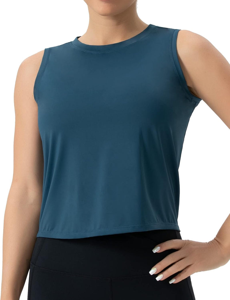 THE GYM PEOPLE Ice Silk Workout Tops for Women Quick Dry Muscle Gym Running Shirts Sleeveles
