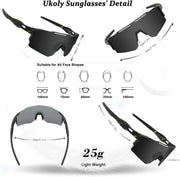 Ukoly Cycling Sunglasses for Men Women with 3 Interchangeable Lenses, Polarized Sports Sunglasses, Baseball Sunglasses