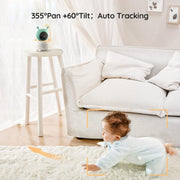 BOIFUN 2024 5" Split Screen Baby Monitor with 2 Cameras, 2K WiFi, Motion & Sound Detection, Temperature & Humidity Sensor, Night Vision
