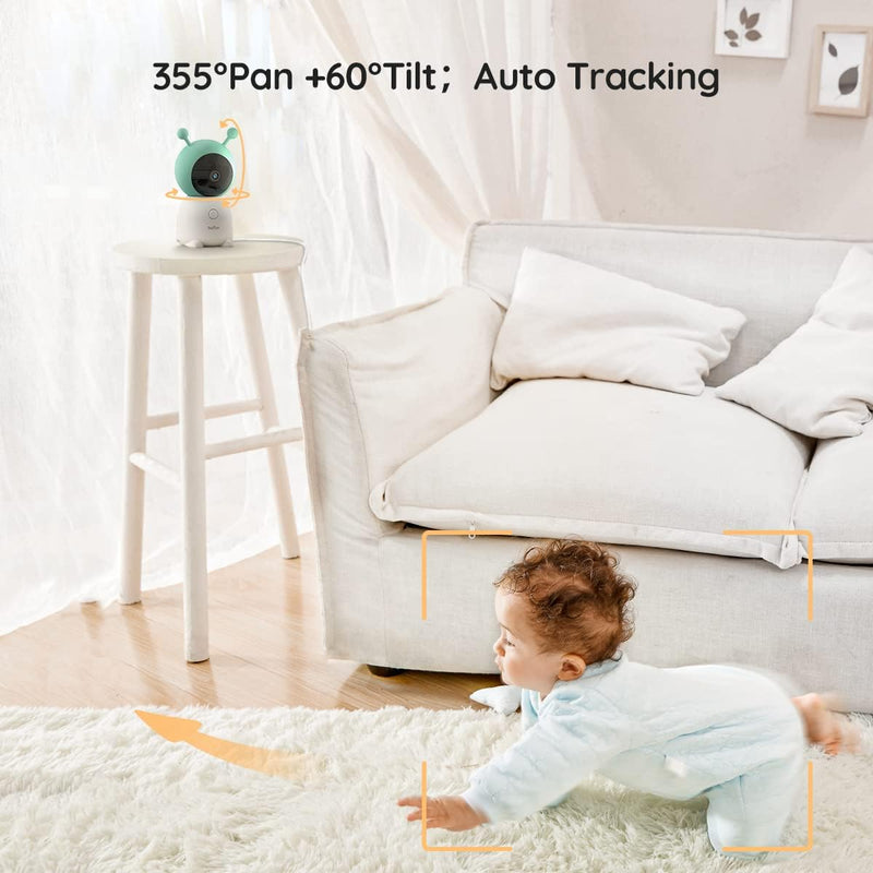 BOIFUN 2024 5" Split Screen Baby Monitor with 2 Cameras, 2K WiFi, Motion & Sound Detection, Temperature & Humidity Sensor, Night Vision