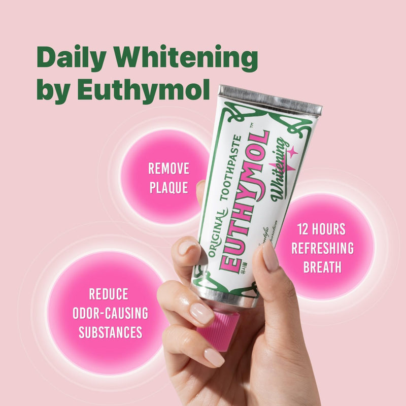 Euthymol Whitening Toothpaste 75 ml x 6, Toothpaste GMO Free Gluten Free Vitamin E, Plaque Removal, Antibacterial Toothpaste, White Clean Healthy Teeth, Refreshes Dental Care, Cleanliness Gums - Whitening Toothpaste 75 ml (6er Pack)