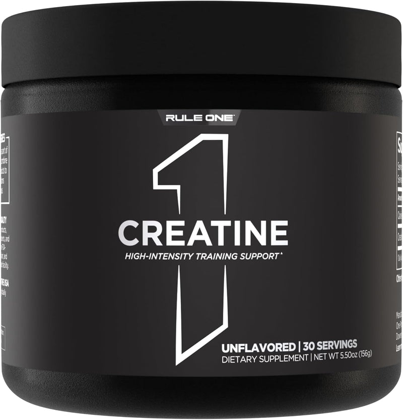 Rule 1 Creatine Powder Pure Micronized Creatine Monohydrate for High-Intensity Exercise and Lean Body Mass Support, Flavored and Unflavored (60 Servings, Fruit Punch) - Unflavored 200 g (Pack of 1)