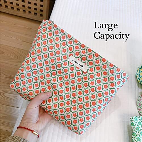 STARDW Flower Cosmetic Bags Makeup Bags for Women and Girls,Travel Makeup Bag Large Capacity Canvas Makeup Bag,Makeup Organizer Bag Zipper Pouch, Embossed pink, Large Capacity Aesthetic Makeup Bags
