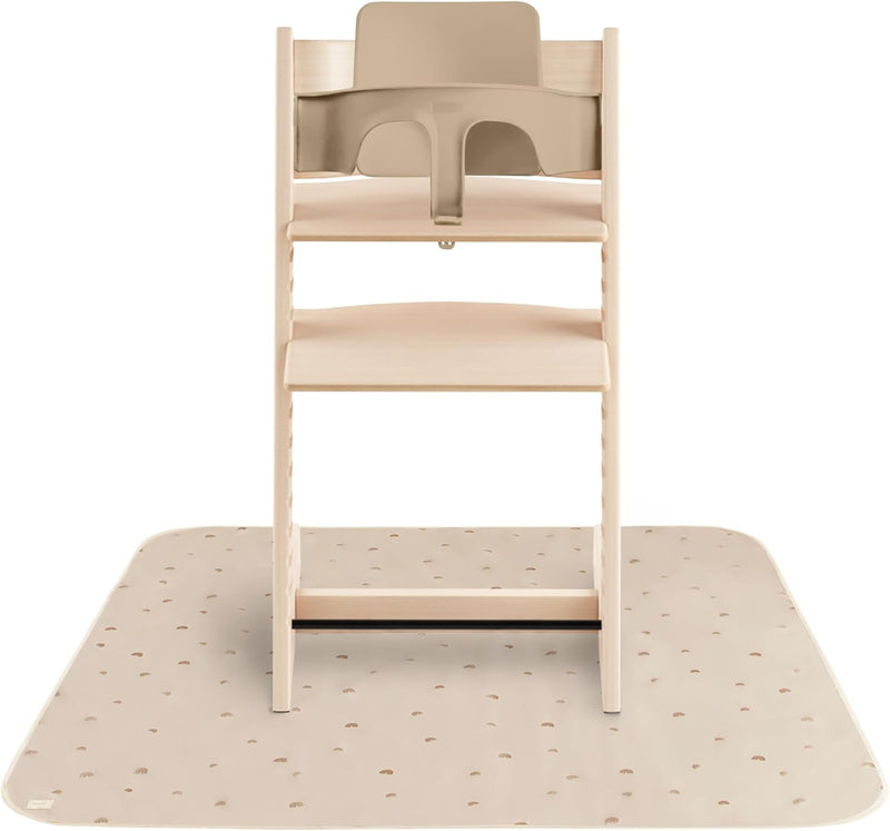 Baby Splat Mat 42.5x42.5 Inch (Olive Check) Water Resistant for Under High Chair and Infant Play - Rainbows