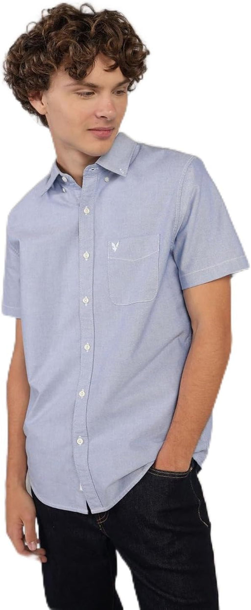 Mens Poolside Button-Up Shirt Modern - Blue