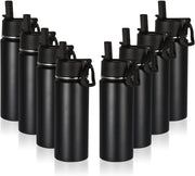 18oz Kids Insulated Water Bottle,Stainless Steel Water Bottles with Straw Lid,Wide Mouth Reusable Metal Sports Water Flask,Double Wall Vacuum Travel Cups For Cold Drink(Dark Night,1 Set) - Black 8
