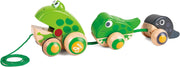 Hape Wooden Pull-Along Toy for Toddlers Montessori Pull Toy, Eco-Friendly Wooden Frog Animal Walking for Babies 12 Months+, Educational Fine Motor Skill Development, Non-Toxic Safe Kids Gift - Pull-Along Frog Family