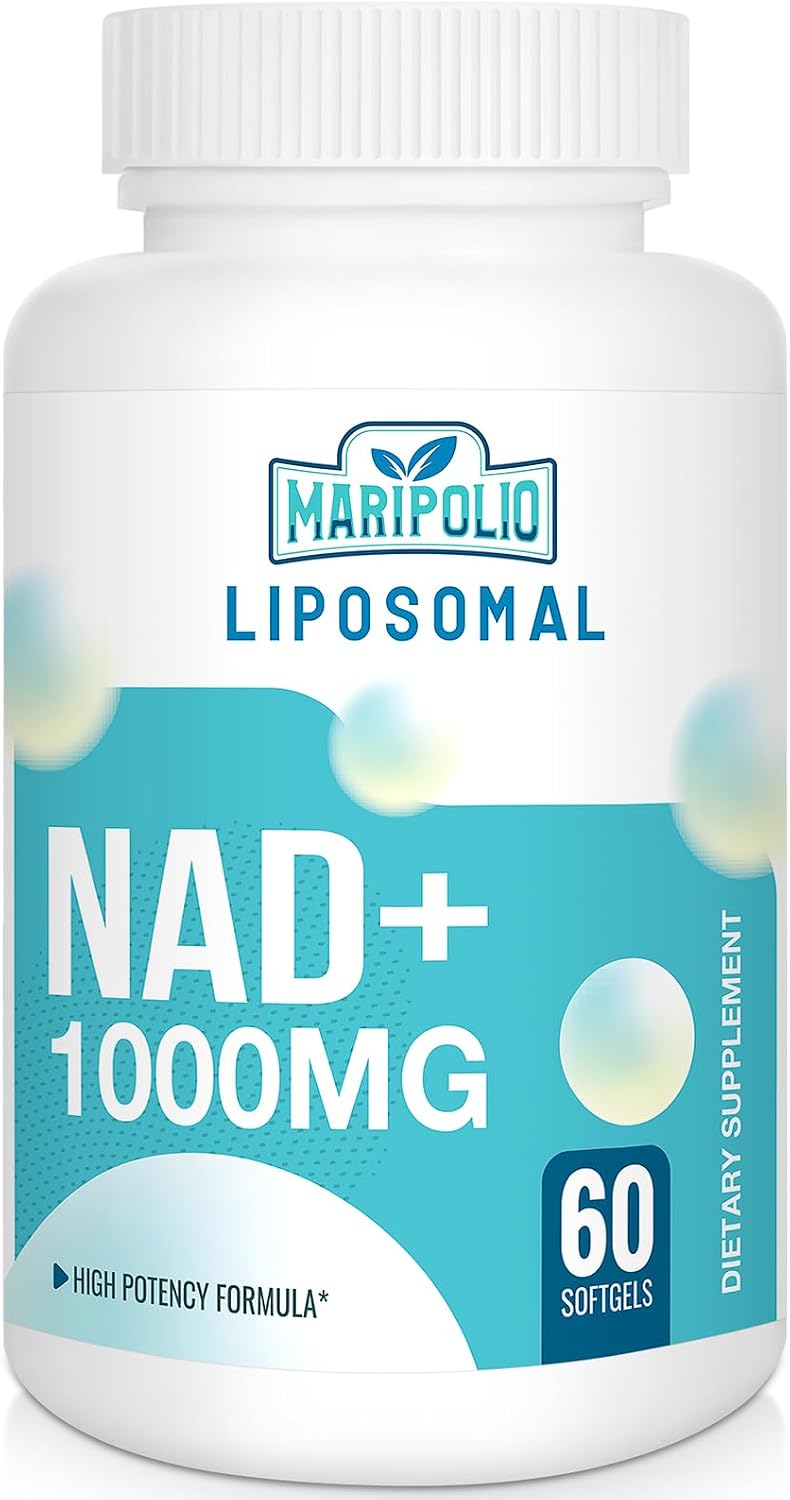 Maripolio Liposomal NAD+ Supplement 1000 mg Highest NAD Pontecy Max Absorption Pure NAD Supplement Energy and DNA Repair, Aging Defense, Brain Function 60 Softgels