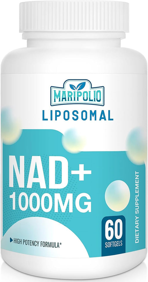 Maripolio Liposomal NAD+ Supplement 1000 mg Highest NAD Pontecy Max Absorption Pure NAD Supplement Energy and DNA Repair, Aging Defense, Brain Function 60 Softgels