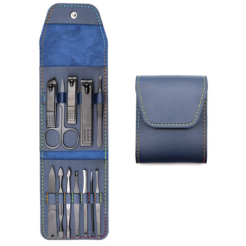 Manicure Set Nail Clippers Kit Manicure Pedicure Set, KASTWAEV 12 in 1 Stainless Steel Professional Nail Care Kit with Everything for Women and Men with Portable PU Leather Case (Blue)