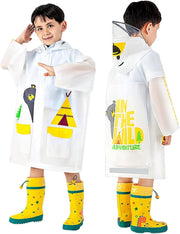 Kids Rain Poncho, Children's raincoats, Kids Raincoat Girls Boys Reusable Rain Poncho Jacket, Waterproof Jacket with Hood Toddler Rainwear Rain Coat (Bear M)