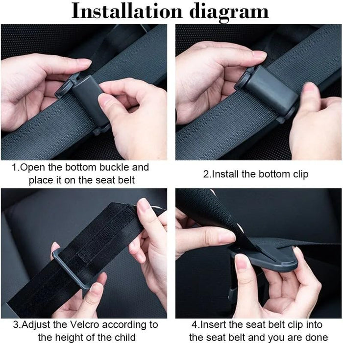 AMERTEER Kids Seat Belt Adjuster – Universal Car Seatbelt Clip for Children, Adjustable Neck & Face Protection Safety Buckle for Kids, Comfortable Shoulder Strap Positioner for Child Safety (Black)