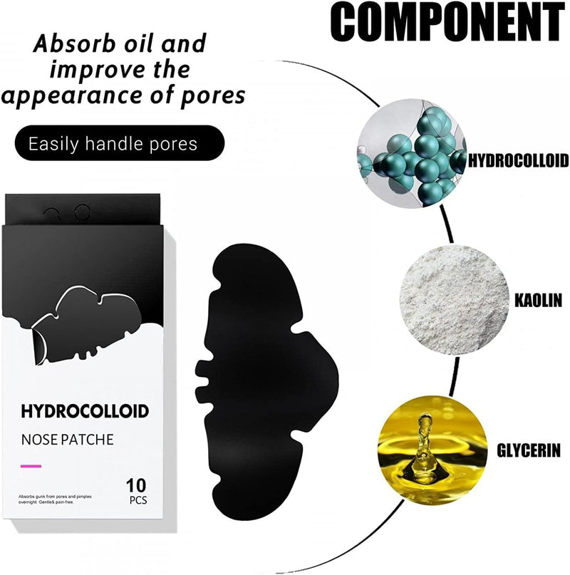 Nose Strip, Pimple Patche, Nose Sticker, Mighty Patch, Zits Strip, Hydrocolloid Patche, for Nose Pore, Zit, and Oil, Dermatologist, Approved Overnight Pore Strips to Absorb Acne Nose Gunk (10 Pcs)
