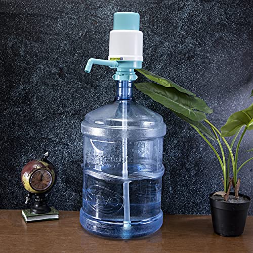 Royalford Water Pump - Dolphin water pump Water Bottles Pump Manual Water Bottle Pump, Easy Drinking Water Pump, Easy Portable Manual Hand Press Dispenser Water Pump White & Blue