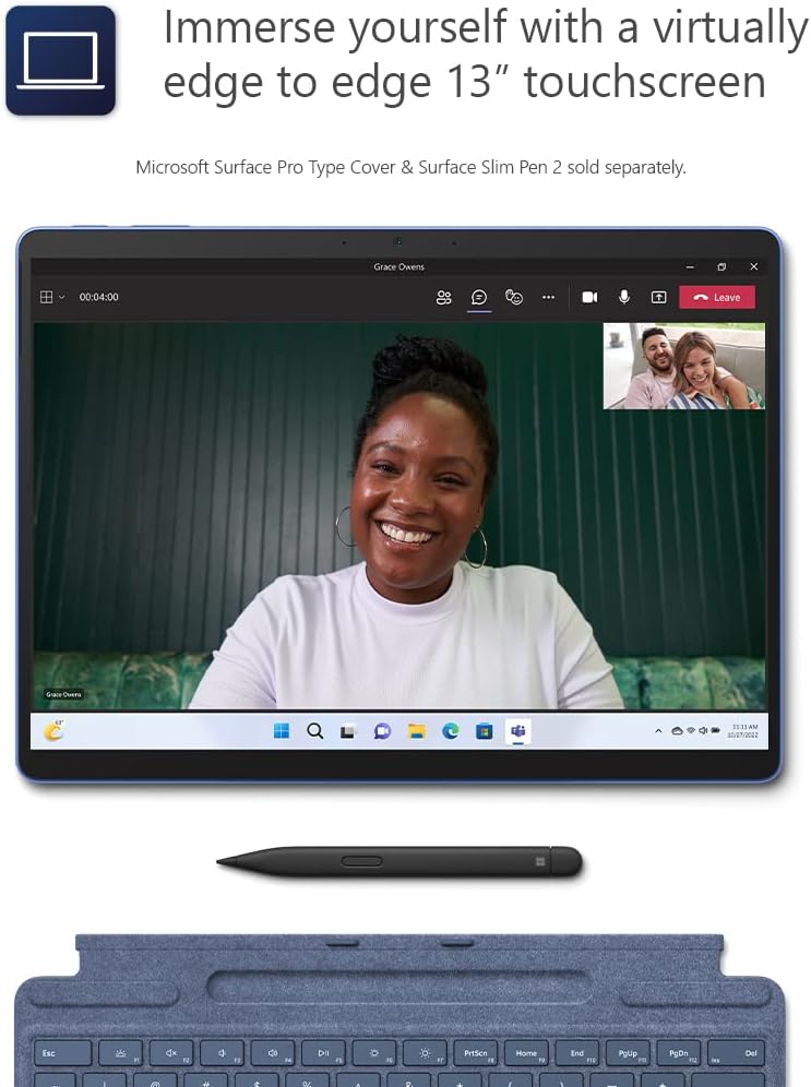Microsoft Surface Pro 9 with 2880 X 1920 (267 PPI) PixelSense Display, Intel Core i7-1255U, Integrated graphics, 16GB RAM, 1TB SSD, Windows 11, Platinum - [QKI-00008] Device Only - Silver