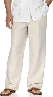 Linen Pants Mens Casual Pants Drastring Loose Fit Summer Pants Lightweight Casual Beach Pants for Men - Khaki