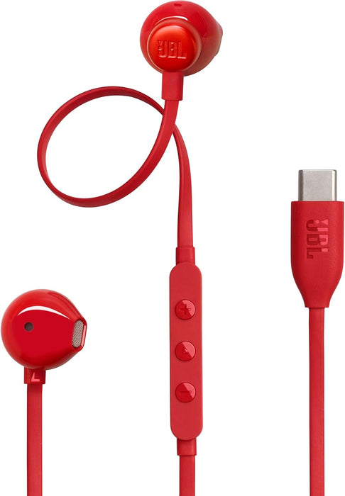 JBL Tune 110 Wired In-Ear Headphones, Deep and Powerful Pure Bass Sound, 1-Button Remote/Mic, Tangle-Free Flat Cable, Ultra Comfortable Fit - Black, JBLT110BLK