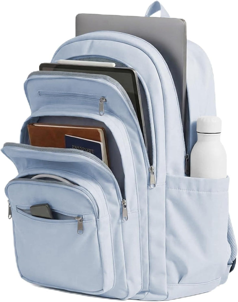 WEPOET Backpack Women Men School Backpack Large with Many Compartments Waterproof Backpack Lightweight for School Backpack Teenager Daypacks Backpack for Boys Girls, A4 blue, Rucksack Backpacks