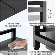SKY-TOUCH Microwave Oven Rack, Expandable Microwave Stand with 6 Hooks, Kitchen Utensils Tableware Storage for Kitchen Dining Room