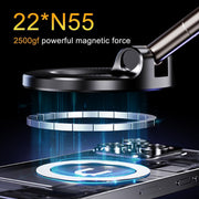 Limos 360 Vacuum Magnetic Car Phone Holder Suction Cup Mount for Windshield Dashboard Hands-Free Adjustable Stand Compatible with Magsafe Smartphones GPS Navigation Strong Suction Mount