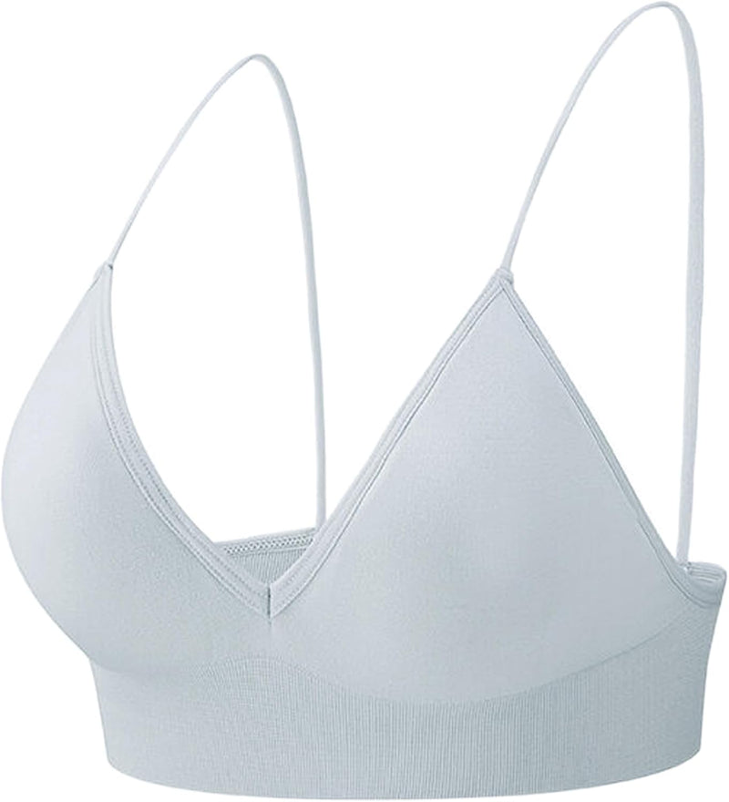 Dress Cici Women'S V Neck Triangle Strappy Sport Bra With Strappy Shoulder Strap