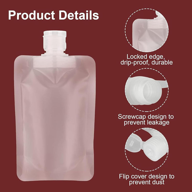 athus 10 Pack Travel Pouches for Toiletries with Funnels, 50 ML TSA Approved Travel Size Portable Refillable Empty Containers Squeeze Pouches Travel Bottles for Shampoo Conditioner Lotion Soap Liquids