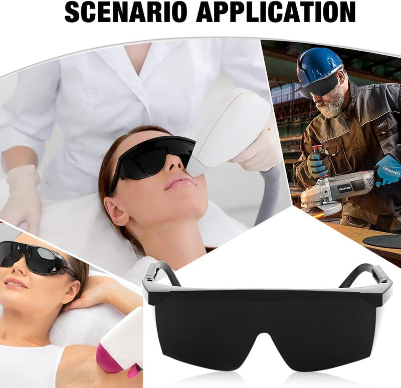 AZONEE Pack of 2 Laser Safety Glasses IPL 190 nm-2000 nm Laser Eye Protection Glasses for Hair Removal Treatment, UV Protective Glasses, Splash-proof Goggles, Dust and Sand Proof with Protective Box