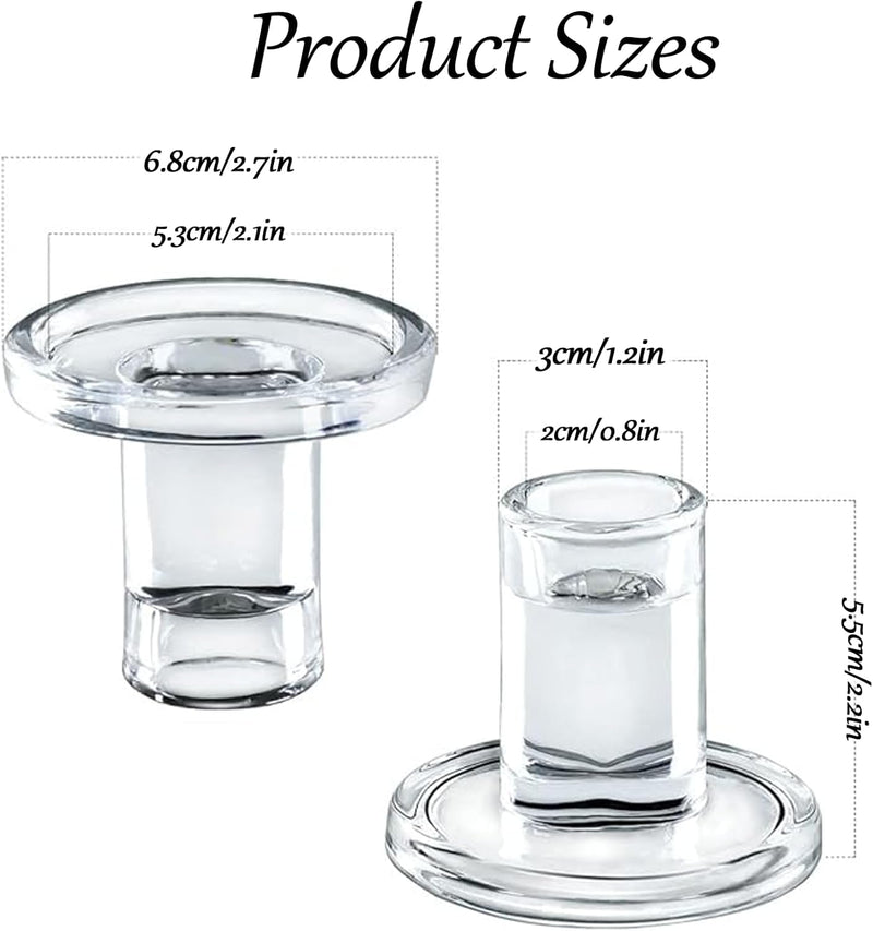 KUKUMAJI 6pcs Clear Glass Candlestick Holders,Taper Candle Holders, Clear Candle Holders for Formal Events Wedding Festival Party Church Festival Decoratio (clear)