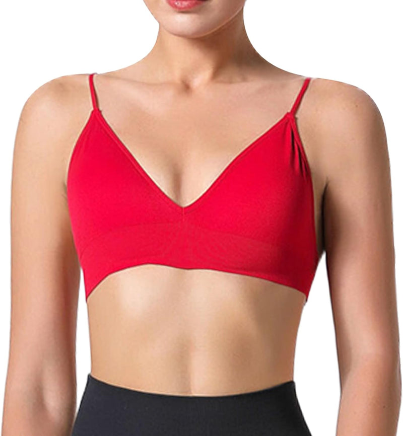 Dress Cici Women'S V Neck Triangle Strappy Sport Bra With Strappy Shoulder Strap