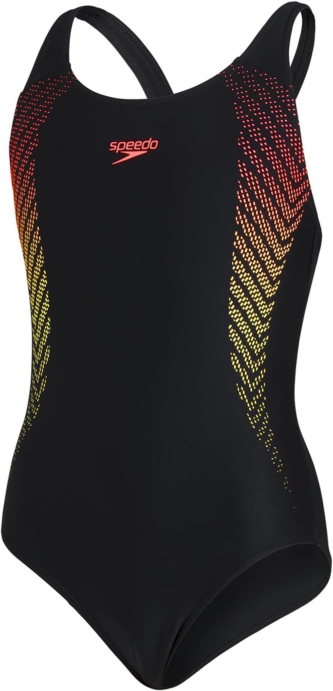 Boy's Plastisol Placement Muscleback Swim Briefs - 15 Years Black/Lazer Lemon/Fluo Tangerine