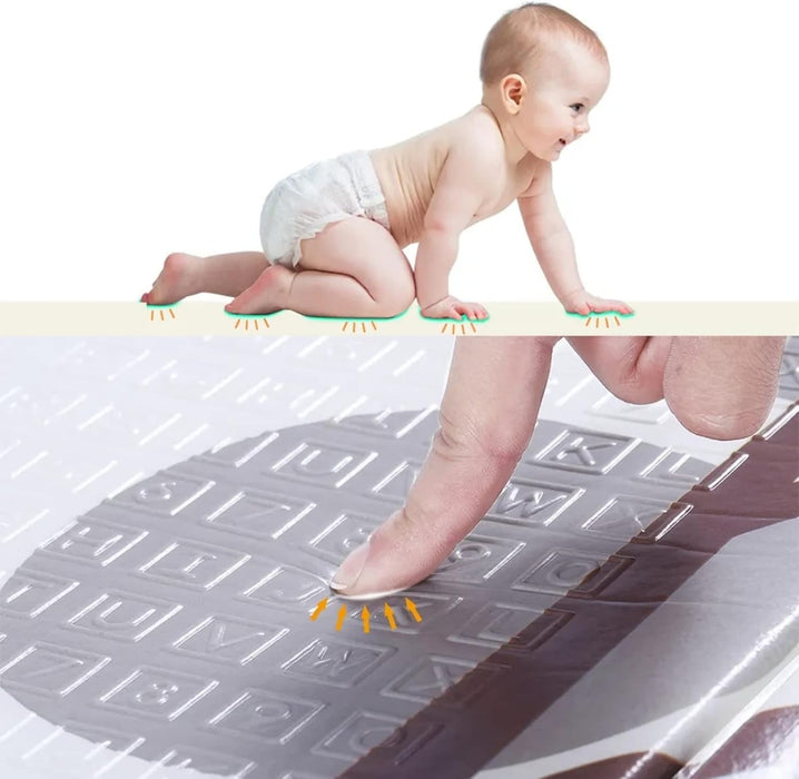 AM ANNA Foldable Baby Play Mat, 200 * 180 * 1.5 CM Extra Large Waterproof Activity Playmats for Babies,Toddlers, Infants, Play & Tummy Time, Foam Baby Mat for Floor,Indoor Outdoor Use (Please Smile)