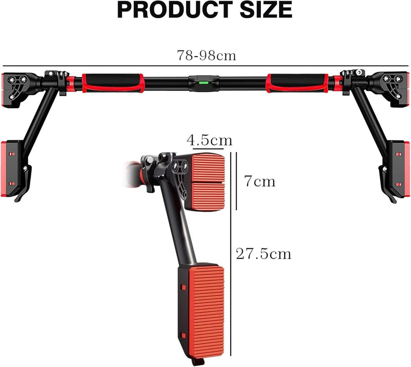 Pull Up Bar Doorway, Door Frame Chin Up Bar with Locking Adjustable Width Upper Body Workout Bar No Screw Wall Mounted Gym System Trainer Non-Slip Door Exercise Equipment