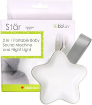 Bblüv - Stär Portable Night Light Kids & Baby Sound Machine 2 in 1 15 Songs Calming White Noise Machine Heartbeat or Waves Sound Auto Shut-Off Timer Adjustable Volume Ideal for Nursery