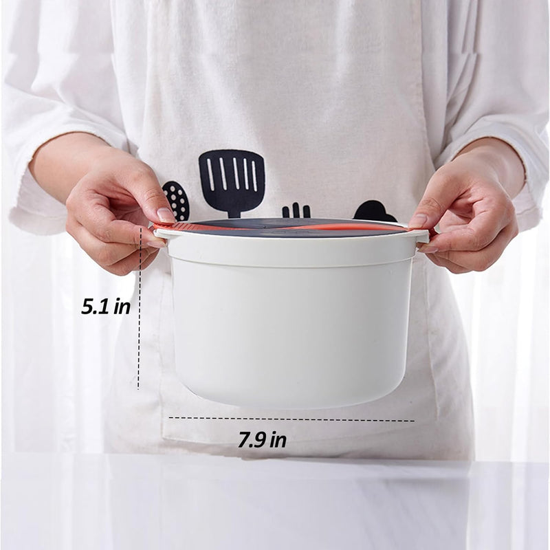 Microwave Rice Cooker, 2L Microwave Steamer Set with Rice Scoop, Lid, Strainer and Steaming Pot, Microwave Rice Maker Set for Pasta, Potato, Vegetables, Quinoa, Oatmeal, Non-stick, BPA Free (Orange)