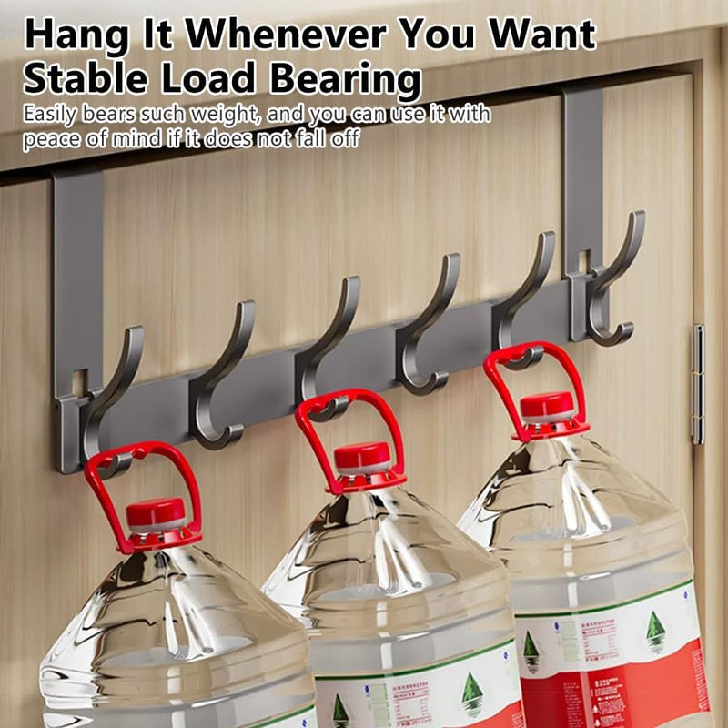 Over The Door Hooks, 12-Hook Door Hanger Organizer for Bathroom & Bedroom, Heavy Duty Over Door Towel Rack, Coat Hat Bag Hanger with Rust-Resistant Hooks, Space-Saving Home Storage Solution