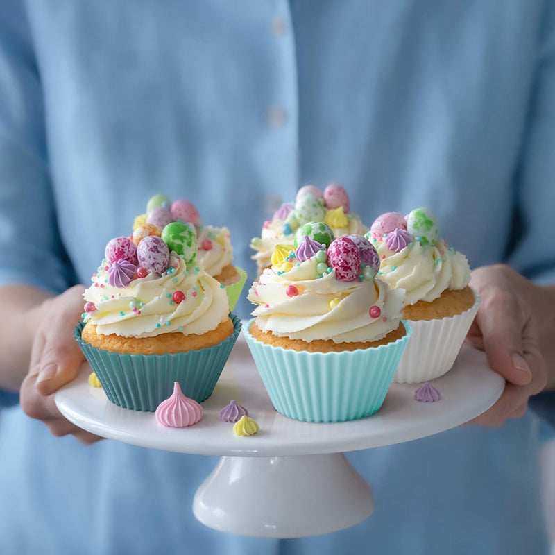 Reusable Baking Cups Silicone Cupcake Liners 34 Pack Muffin Liners Nostick Cake Molds Bento Lunch Box Dividers