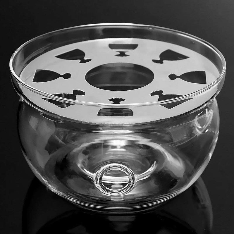 WellingtonAE Heat-Resisting Teapot Warmer Base Clear Borosilicate Glass Round Shape Insulation Tealight Portable Teapot Holder