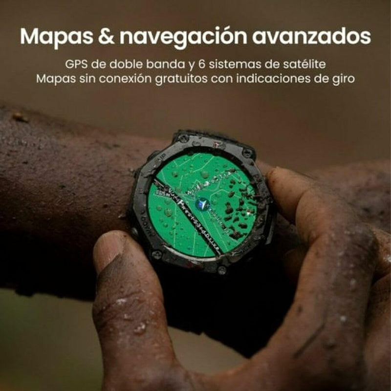 Amazfit T-Rex 3 Rugged/Military Smart Watch 48mm, 27 Day Battery, GPS (with Privacy), Offline Maps, 328 Feet Water-Resistant, 170 Fitness/Sport Modes, AI, Voice Control, for Android or iPhone