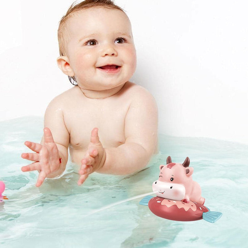 Bathroom Water Toy,Float Wind-Up Baby Bath Toys Cow Swimming Pool Game Toy for Kids, Children - Water Bath Toy Set Toddlers Water Toys for Bathroom, Beach