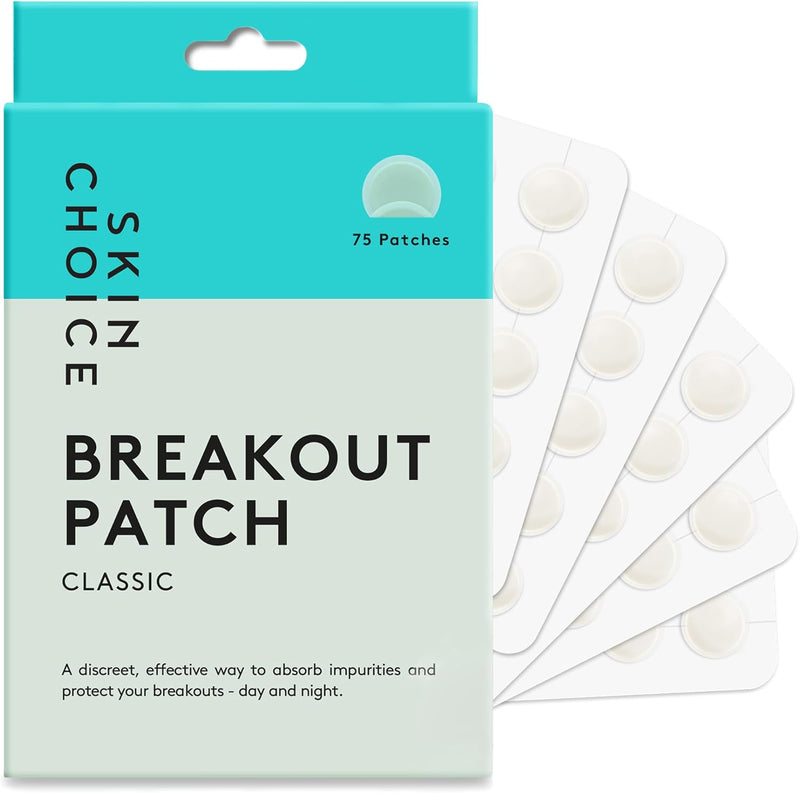 SkinChoice Breakout Patch Classic - Pack of 75 - Hydrocolloid Pimple Patches - Vegan, Fragrance-free, Gluten-free, Latex-free, Parabens-free, Sulfates-free, Cruelty-free for Face and Body - pack of 75