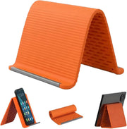 Zuooiec 2026 New Flexible Silicone Aluminum Phone Stand Bendable Freely into Any Shape, Universal Adjustable Anti-Slip Desktop Mount for Home Office Travel (Black) - Orange