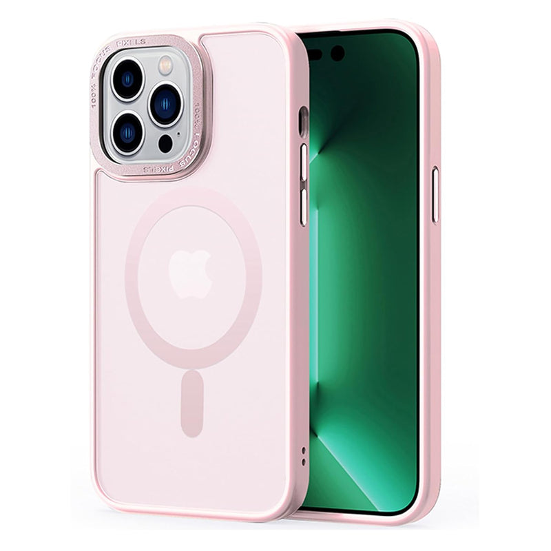 2NSPDRGNI Magnetic Case Compatible with iPhone 16 Pro Max,Translucent Matte Back Non-slip Phone Cover Protective Shockproof,Pink