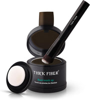 THICK FIBER Root Touch Up & Hairline Powder for Grey Root Coverage & Thin Hair Water & Sweat Resistant with Precise Brush Hair Loss Concealer for Roots, Bald Spots & Fill-In (Dark Brown) - Deep Dark Brown 4g ( Pack of 1)