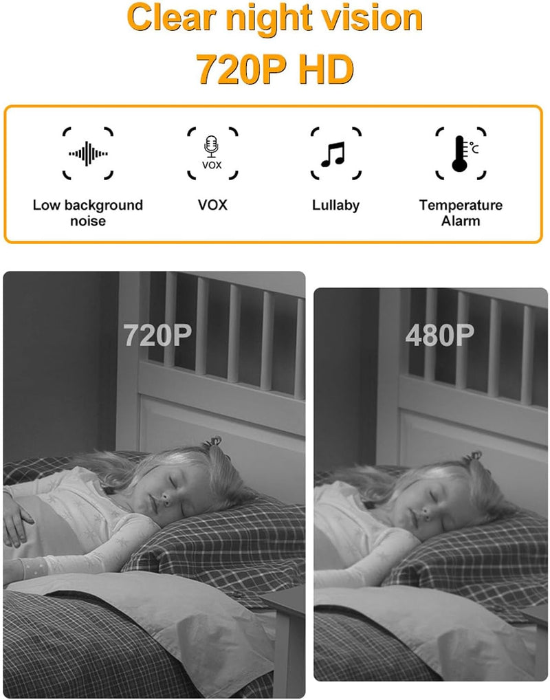 Dpofirs Baby Monitor with Camera and Audio, 4.3in HD Screen Baby Monitor, 2 Way Intercom Night Vision Adjustable Angle Baby Monitoring Video Camera for Home Indoor