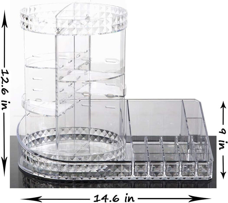 '-MOMENT Makeup Organizer,360°Rotating Adjustable Cosmetic Storage Display Case with 7 Layers Large Capacity for Skin Care,Cosmetic Brush,Lipstick and Nail Polish (Clear)