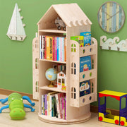 COFOEE Rotating Bookshelf - 360 Display Floor Standing Bookcase Storage Rack for Children, Wooden Organizer Stand for Kids with Bookcase Storage and Display Case