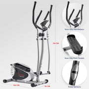 Magnetic Elliptical Machine, Total Body Cross Trainer with LCD Monitor and Pulse Rate Grips, Cardio Exercise Equipment For Home, SF-E905