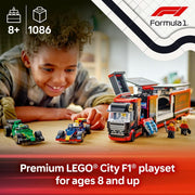 City F1 Truck with RB20 & AMR24 F1 Cars 60445 Car Transporter Toy, 2 Drivers & Race Simulator, Formula 1 Set, Gift for 8+ Year Old Boys & Girls, 1,086 Pieces