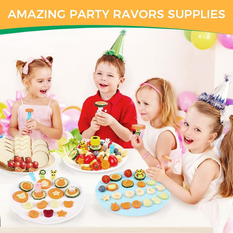 HANNEA 24Pcs Sandwich Cutter Shapes Set for Kids, Stainless Steel Sandwich, Vegetable & Fruit Cutters, DIY Biscuit Bread Pancake Molds with Fruit Fork, Children's Baking Accessories Kitchen Crafts